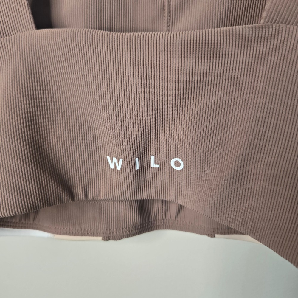 WILO Melbourne Ribbed Activewear Set Mauve Colorblock Sports Bra Leggings Small - Picture 6 of 16